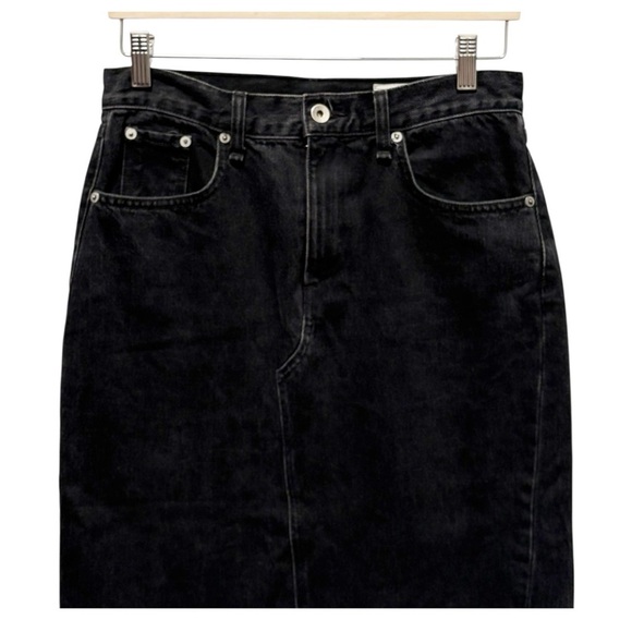 Rag & Bone High Waist Denim Midi Sukato Skirt Black Size 26 - Picture 5 of 11